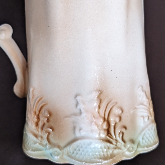 Tofts Antique Pitcher w/Pewter Lid, Victorian Pitcher, Tofts 19th Century - Picture 9 of 13